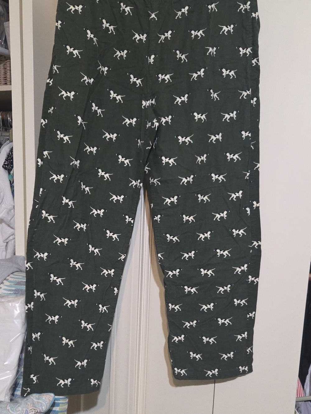 L.L. Bean Dark Green PJs with Hunting Dog Print